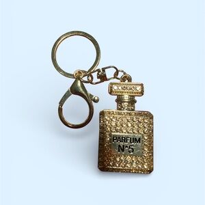 Luxurious Gold Parfum Bottle Purse Charm Keychain